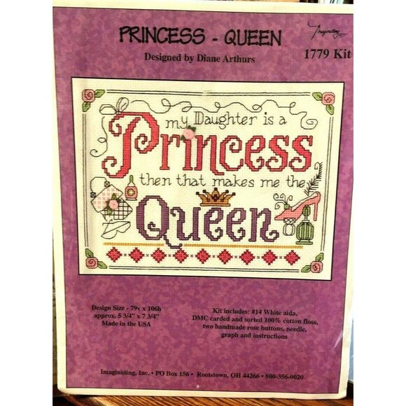 Cross Stitch Kit Princess & Queen Mother Daughter Counted #1779 RARE Imaginating - Picture 3 of 3
